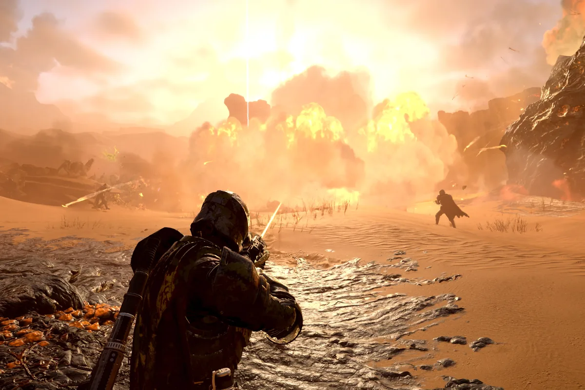 Official Helldivers 2 combat scene used to explain why a Warbond tier depends on mission role
